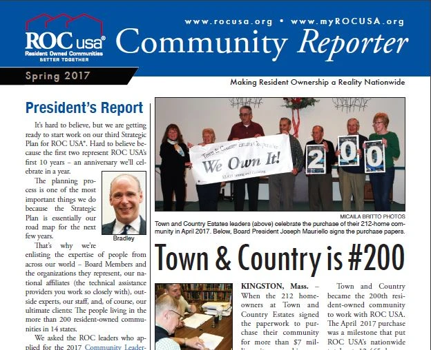 Screen shot of the cover of the Spring 2017 Newsletter
