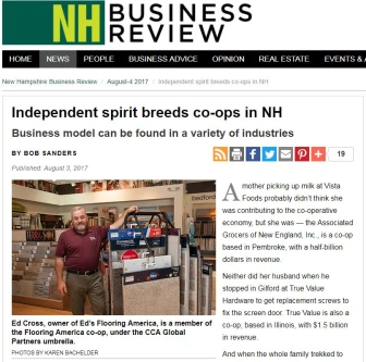 Screen shot of the New Hampshire Business Reviewâs article about co-ops in New Hampshire