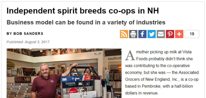 Screen shot of the New Hampshire Business Review’s article about co-ops in New Hampshire