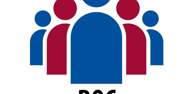 Red and Blue Logo with the text