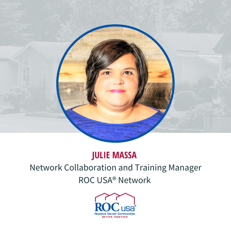 Julie Massa headshot with position title: Network Collaboration and Training Manager