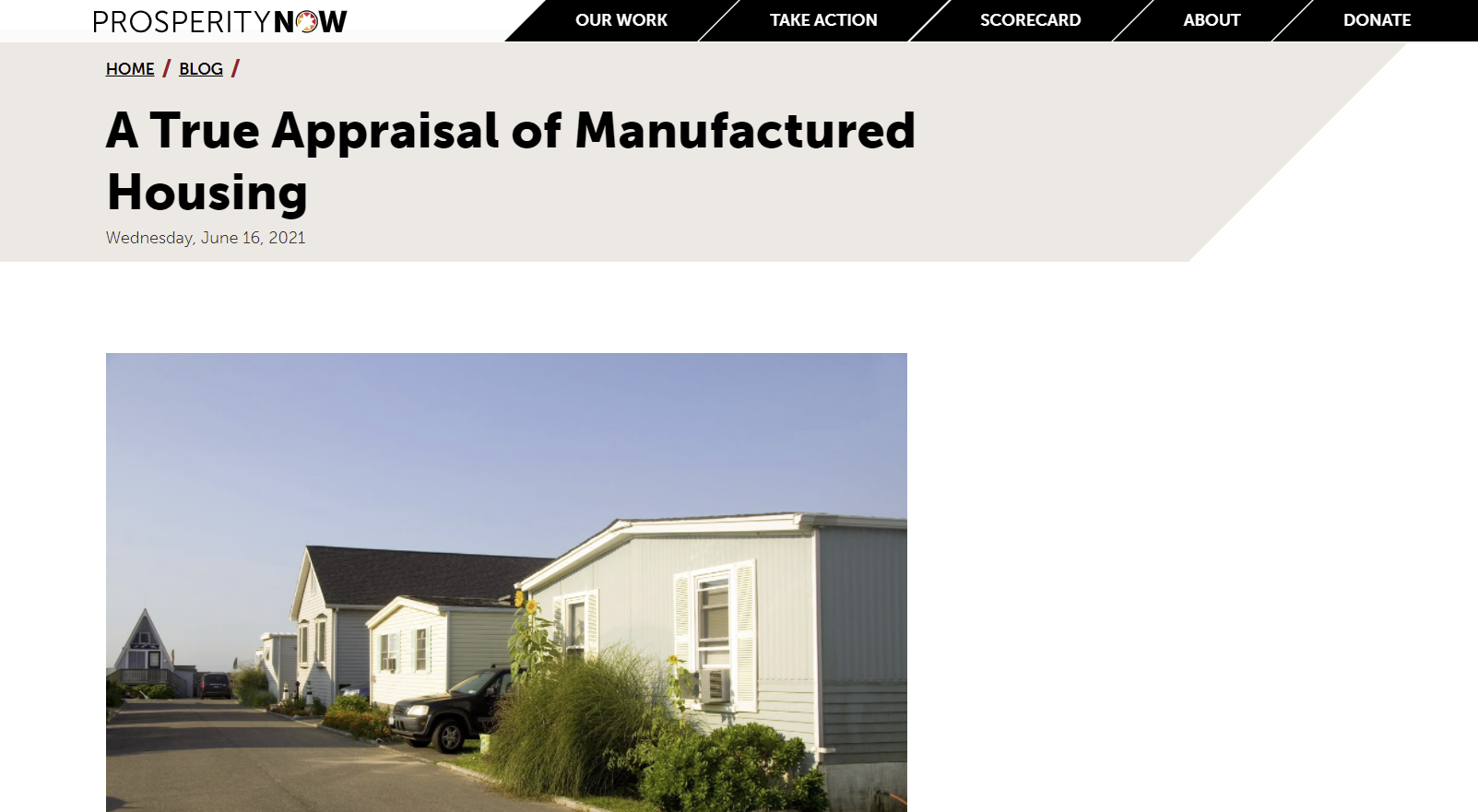 Prosperity Now A True Appraisal of Manufactured Housing ROC USA®